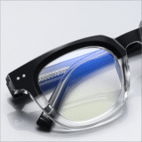 Two-tone Black Clear TR90 Eyeglass Frame, Retro Square Prescription Myopia Glasses Anti Blue Light for Men Women