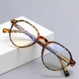 ortoise shell acetate round prescription glasses for men women, vintage optical frame daily wear
