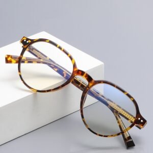 ortoise shell acetate round prescription glasses for men women, vintage optical frame daily wear