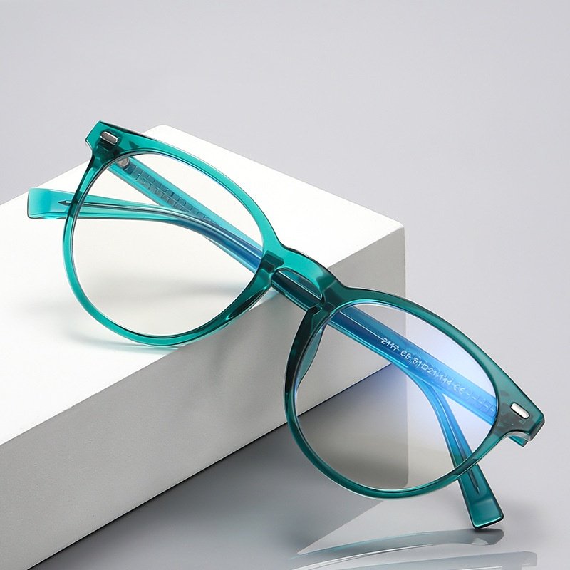 Premium Teal Round Glasses: Durable TR90 & Precision Hinges