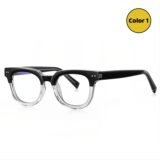 Two-tone Black Clear TR90 Eyeglass Frame, Retro Square Prescription Myopia Glasses Anti Blue Light for Men Women