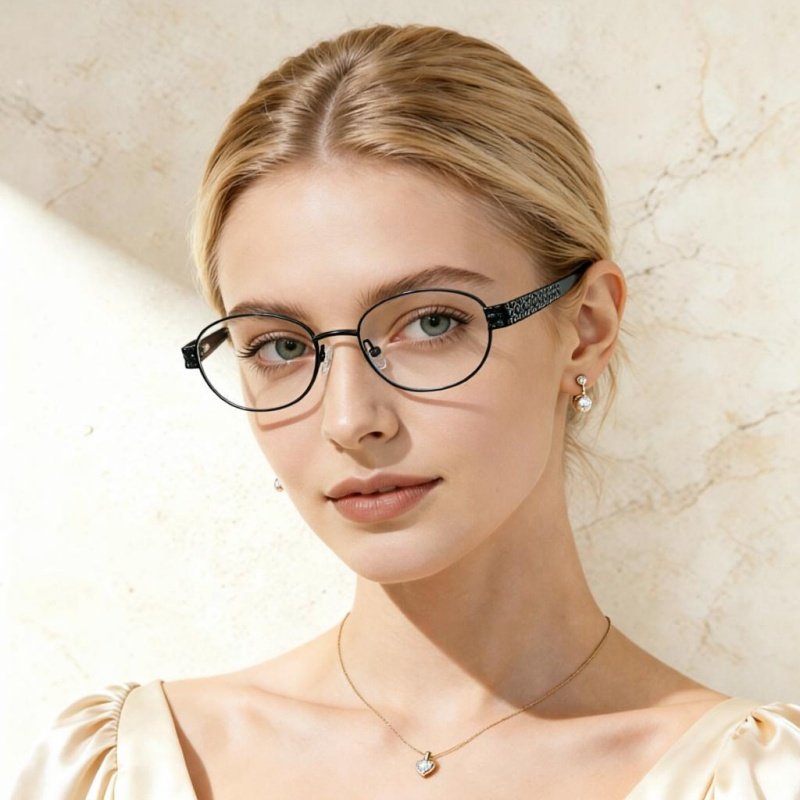Oval Metal Eyeglasses Frame | Lightweight Prescription Glasses for Women