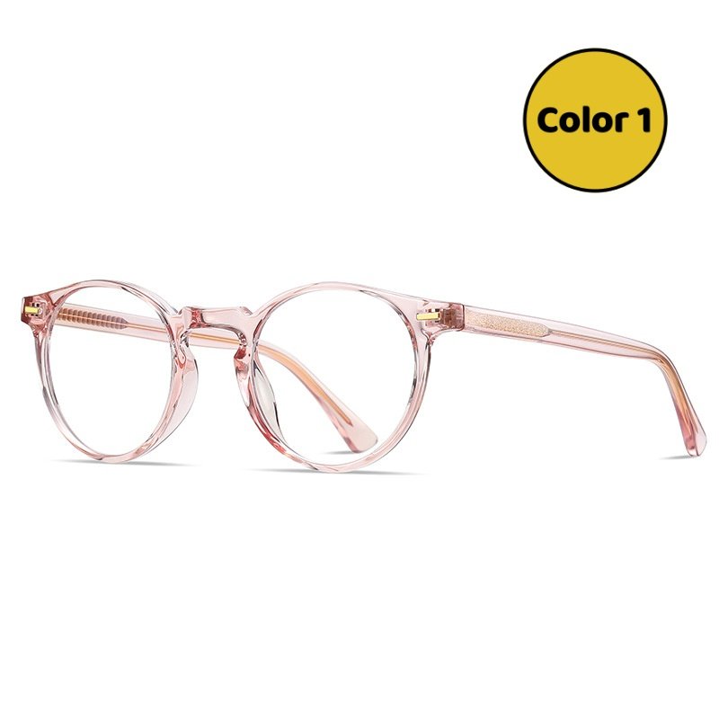 Pink Round Glasses, Premium TR90 Frame & Gold Hinge Details