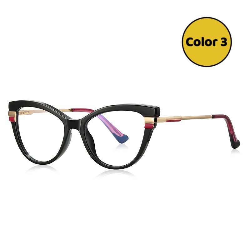 Luxury Purple Cat-Eye Acetate Glasses Gold Temple