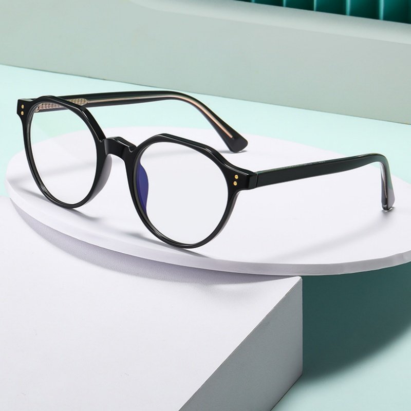 Slim Round Black Eyeglasses Lightweight Travel Frame