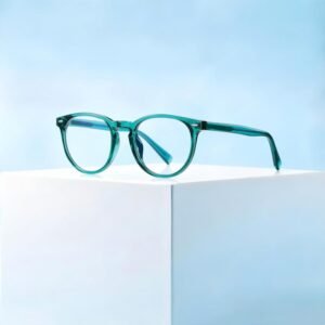 eal transparent acetate round prescription glasses for men women, lightweight vintage optical frame