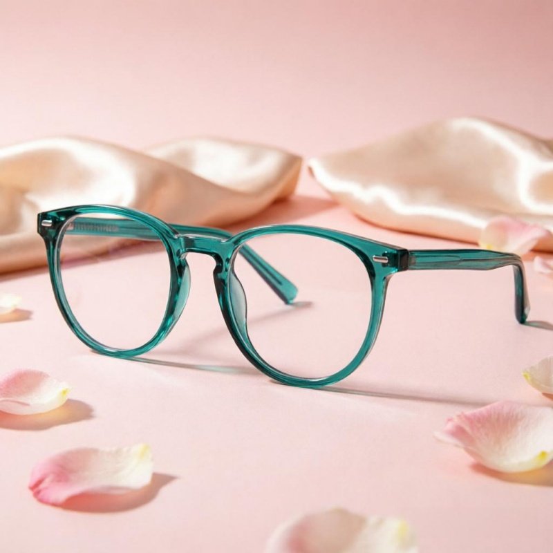 Premium Teal Round Glasses: Durable TR90 & Precision Hinges