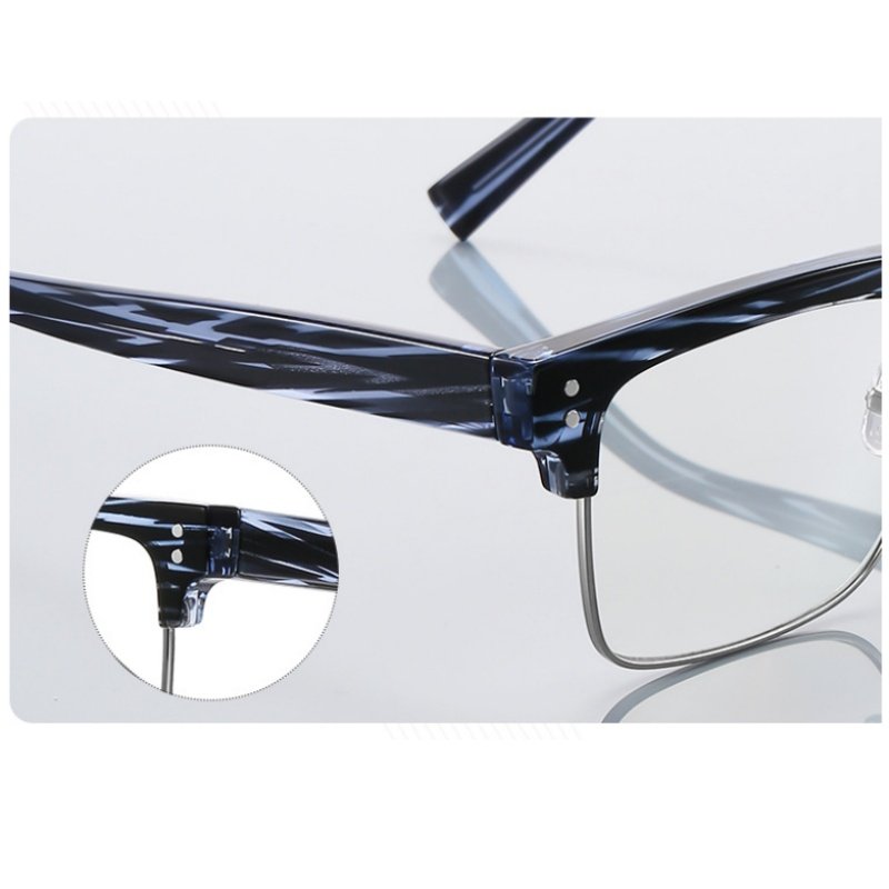 Men's Black Half-Rim Glasses Frame for Myopia, Durable Metal Optical Eyewear