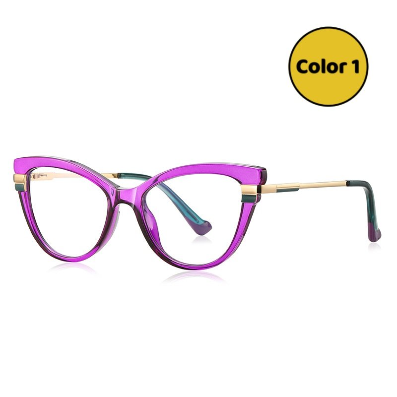 Luxury Purple Cat-Eye Acetate Glasses Gold Temple
