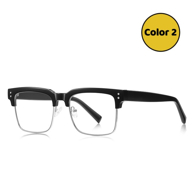 Men's Black Half-Rim Glasses Frame for Myopia, Durable Metal Optical Eyewear