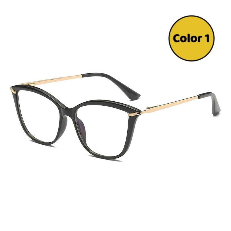 Women's Cat Eye Prescription Glasses Black Gold Lightweight