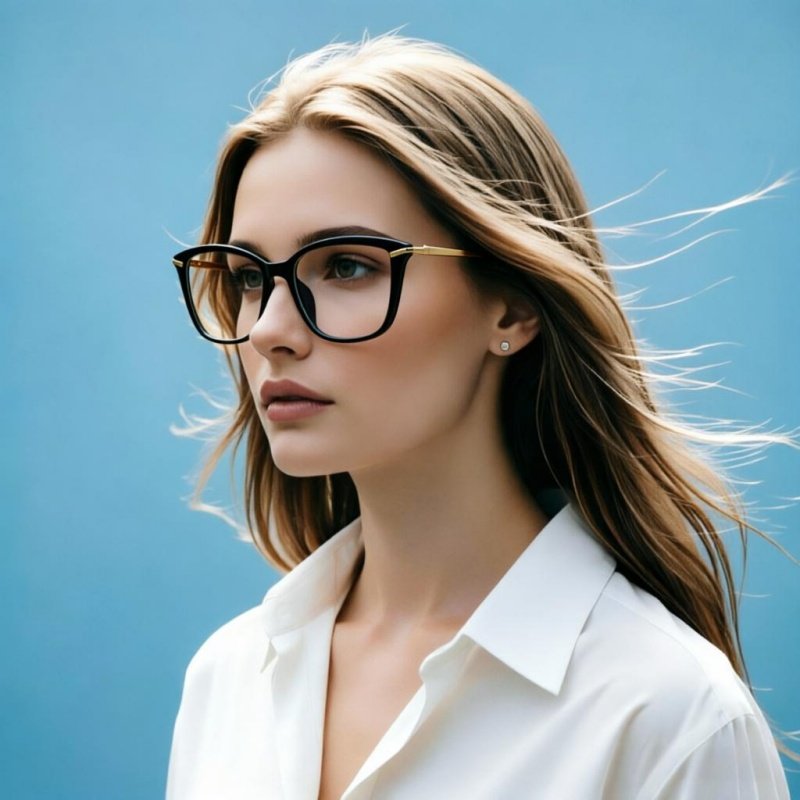 Women's Cat Eye Prescription Glasses Black Gold Lightweight
