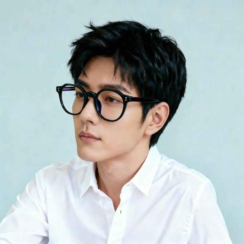 Slim Round Black Eyeglasses Lightweight Travel Frame