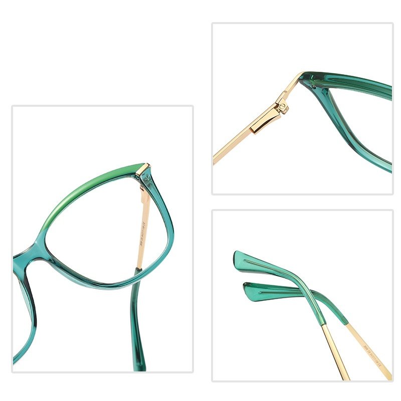 Women's Cat Eye Prescription Glasses Black Gold Lightweight
