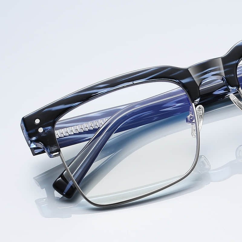 Men's Black Half-Rim Glasses Frame for Myopia, Durable Metal Optical Eyewear