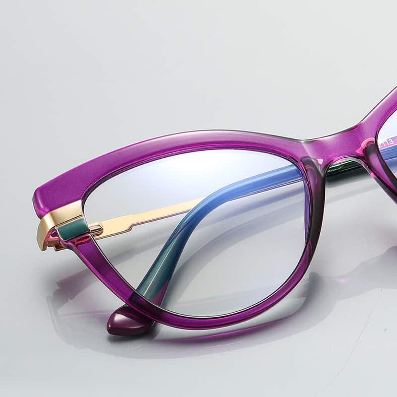 Luxury Purple Cat-Eye Acetate Glasses Gold Temple