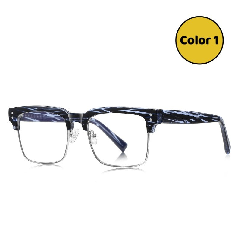 Men's Black Half-Rim Glasses Frame for Myopia, Durable Metal Optical Eyewear