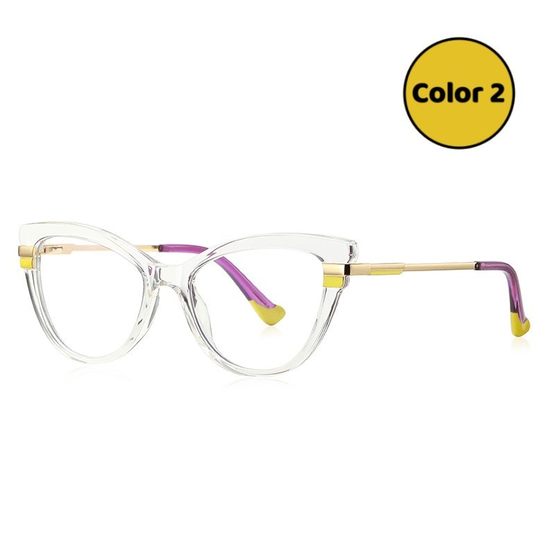 Luxury Purple Cat-Eye Acetate Glasses Gold Temple