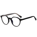 Black round prescription glasses with gold rivet details, acetate frame for men women vintage daily office wear.